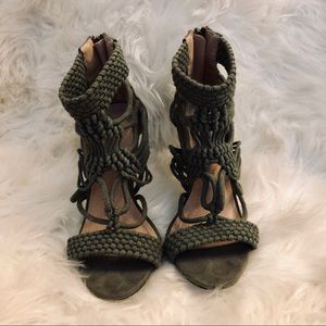 Lola Shoetique - Crochet suede heeled sandal